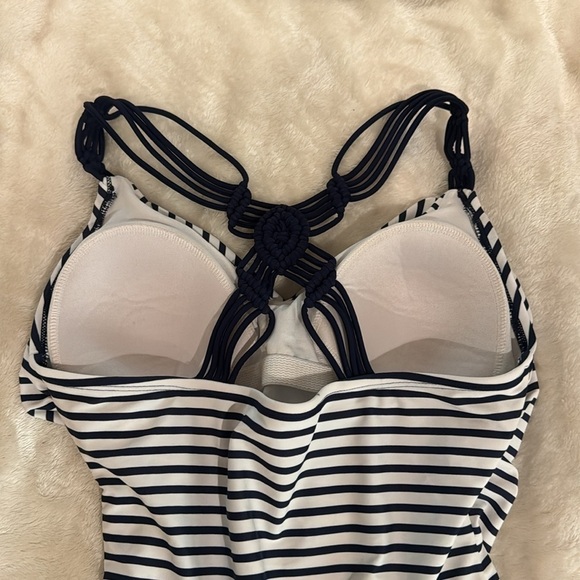 KONA SOL Striped Navy & White Swimsuit - Picture 4 of 5